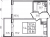 Планировка однокомнатной квартиры площадью 34.73 кв. м в новостройке ЖК "Солнечный город Резиденции"
