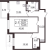 Планировка двухкомнатной квартиры площадью 53.11 кв. м в новостройке ЖК "Солнечный город Резиденции"