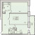 Планировка двухкомнатной квартиры площадью 62.1 кв. м в новостройке ЖК "Экос"