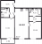 Планировка двухкомнатной квартиры площадью 61.43 кв. м в новостройке ЖК "ILONA"
