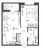Планировка двухкомнатной квартиры площадью 43.46 кв. м в новостройке ЖК "Принцип"