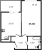 Планировка однокомнатной квартиры площадью 45.6 кв. м в новостройке ЖК "Domino"