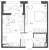 Планировка однокомнатной квартиры площадью 41.8 кв. м в новостройке ЖК "Domino"