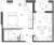 Планировка однокомнатной квартиры площадью 42.9 кв. м в новостройке ЖК "Domino"