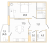 Планировка однокомнатной квартиры площадью 57.3 кв. м в новостройке ЖК "Lotos club"