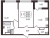 Планировка двухкомнатной квартиры площадью 54.83 кв. м в новостройке ЖК "Автограф"