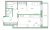 Планировка однокомнатной квартиры площадью 47.92 кв. м в новостройке ЖК "Окла"