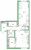 Планировка однокомнатной квартиры площадью 62.4 кв. м в новостройке ЖК "Окла"