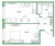 Планировка однокомнатной квартиры площадью 39.7 кв. м в новостройке ЖК "Окла"