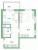 Планировка однокомнатной квартиры площадью 49.42 кв. м в новостройке ЖК "Окла"