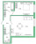 Планировка однокомнатной квартиры площадью 52.6 кв. м в новостройке ЖК "Окла"