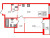 Планировка однокомнатной квартиры площадью 51.1 кв. м в новостройке ЖК "Окла"