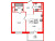 Планировка однокомнатной квартиры площадью 39.61 кв. м в новостройке ЖК "Окла"
