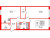 Планировка двухкомнатной квартиры площадью 77.2 кв. м в новостройке ЖК "Окла"