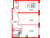 Планировка двухкомнатной квартиры площадью 59.65 кв. м в новостройке ЖК "Окла"