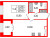 Планировка однокомнатной квартиры площадью 45.7 кв. м в новостройке ЖК "Grand View"