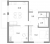 Планировка двухкомнатной квартиры площадью 60.77 кв. м в новостройке ЖК "AEROCITY-2"