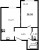Планировка однокомнатной квартиры площадью 38.58 кв. м в новостройке ЖК "ЦДС Новые горизонты"