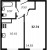 Планировка однокомнатной квартиры площадью 32.74 кв. м в новостройке ЖК "ЦДС Новые горизонты"