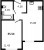 Планировка однокомнатной квартиры площадью 35.54 кв. м в новостройке ЖК "ЦДС Новые горизонты"