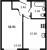 Планировка однокомнатной квартиры площадью 32.91 кв. м в новостройке ЖК "ЦДС Новые горизонты"