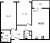 Планировка двухкомнатной квартиры площадью 60.82 кв. м в новостройке ЖК "ЦДС Новые горизонты"