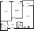 Планировка двухкомнатной квартиры площадью 59.18 кв. м в новостройке ЖК "ЦДС Новые горизонты"
