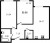 Планировка двухкомнатной квартиры площадью 55.95 кв. м в новостройке ЖК "ЦДС Новые горизонты"