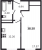 Планировка однокомнатных апартаментов площадью 38.5 кв. м в новостройке ЖК "Начало"