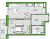 Планировка однокомнатной квартиры площадью 41.38 кв. м в новостройке ЖК "FRIENDS"