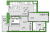 Планировка однокомнатной квартиры площадью 36.89 кв. м в новостройке ЖК "FRIENDS"