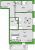 Планировка двухкомнатной квартиры площадью 49.68 кв. м в новостройке ЖК "FRIENDS"