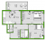 Планировка двухкомнатной квартиры площадью 54.3 кв. м в новостройке ЖК "FRIENDS"