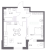 Планировка однокомнатной квартиры площадью 47.97 кв. м в новостройке ЖК "Аквилон ZALIVE"