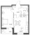 Планировка однокомнатной квартиры площадью 46.48 кв. м в новостройке ЖК "Аквилон ZALIVE"
