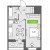 Планировка однокомнатной квартиры площадью 34.1 кв. м в новостройке ЖК "Аквилон ZALIVE"
