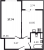 Планировка однокомнатной квартиры площадью 37.74 кв. м в новостройке ЖК "Аквилон ZALIVE"