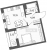 Планировка однокомнатной квартиры площадью 34.56 кв. м в новостройке ЖК "Аквилон ZALIVE"