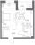 Планировка однокомнатной квартиры площадью 35.57 кв. м в новостройке ЖК "Аквилон ZALIVE"