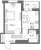 Планировка однокомнатной квартиры площадью 37.75 кв. м в новостройке ЖК "Аквилон ZALIVE"
