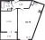 Планировка однокомнатной квартиры площадью 44.76 кв. м в новостройке ЖК "Аквилон ZALIVE"