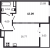 Планировка однокомнатной квартиры площадью 42.09 кв. м в новостройке ЖК "Аквилон ZALIVE"