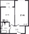 Планировка однокомнатной квартиры площадью 37.46 кв. м в новостройке ЖК "Аквилон ZALIVE"
