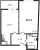 Планировка однокомнатной квартиры площадью 38.51 кв. м в новостройке ЖК "Аквилон ZALIVE"