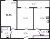 Планировка двухкомнатной квартиры площадью 56.96 кв. м в новостройке ЖК "Аквилон ZALIVE"