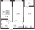 Планировка двухкомнатной квартиры площадью 57.53 кв. м в новостройке ЖК "Аквилон ZALIVE"