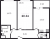 Планировка двухкомнатной квартиры площадью 60.24 кв. м в новостройке ЖК "Аквилон ZALIVE"
