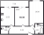 Планировка двухкомнатной квартиры площадью 58.38 кв. м в новостройке ЖК "Аквилон ZALIVE"