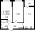 Планировка двухкомнатной квартиры площадью 57.54 кв. м в новостройке ЖК "Аквилон ZALIVE"