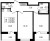 Планировка двухкомнатной квартиры площадью 57.25 кв. м в новостройке ЖК "Аквилон ZALIVE"